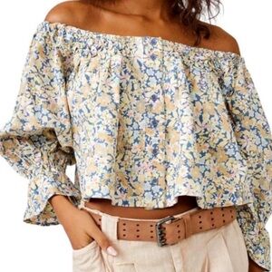 Free People James smocked off-the-shoulder floral top